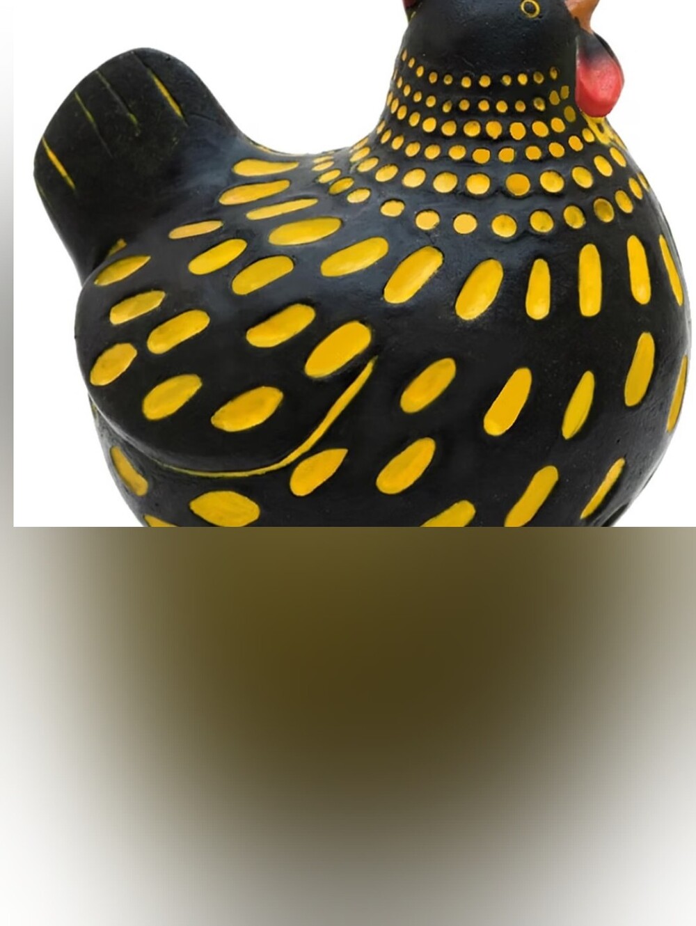 Handcrafted Hand Painted Black and Yellow Decorative Hen Sculpture New